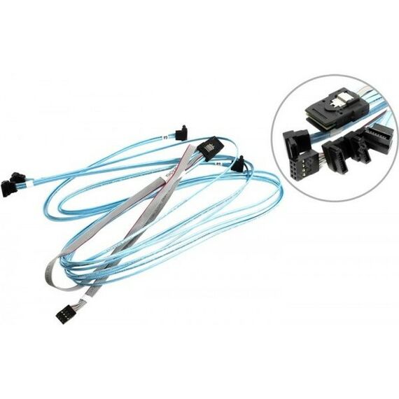 Шлейфы, кабели, удлинители: Кабель SuperMicro CBL-0388L SFF-8087 -> 4SATA 0.96м Г-образный коннектор фотографии