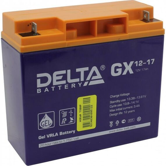 Аккумуляторы для ИБП и охранных систем: Аккумулятор Delta GX 12-17 12V, 17Ah фотографии