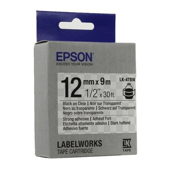 Для Epson (оригинал): Термотрансферная лента Epson LK-4TBW 12мм x 9м, Black on Clear [C53S654015] фотографии