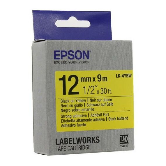 Для Epson (оригинал): Термотрансферная лента Epson LK-4YBW 12мм x 9м, Black on Yellow [C53S654014] фотографии