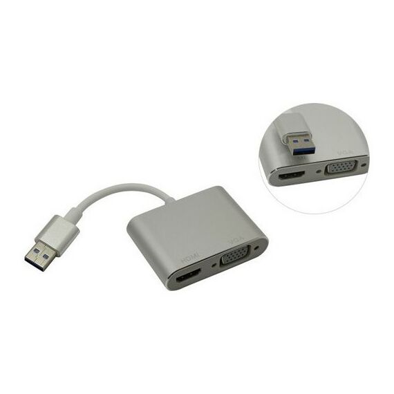 Видеокарты USB: Кабель-адаптер  USB3.0 -> HDMI(F)+VGA(15F) фотографии