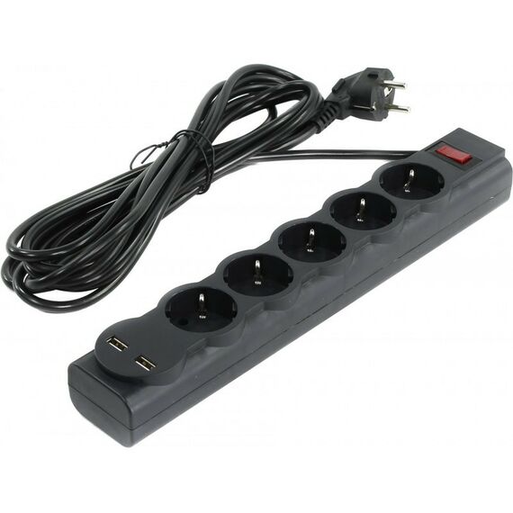 Сетевые фильтры: Сетевой фильтр Defender DFS 755 5м 5 розеток, 2xUSB [99755] фотографии