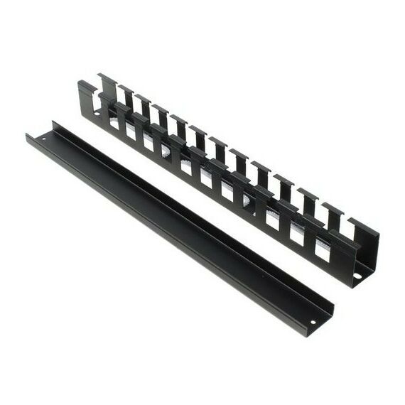 Шкафы и стойки: Кабельный органайзер  NT CO-HО.СМ B 19", чёрный горизонтальный 1U, с  отверстиями, с крышкой фотографии