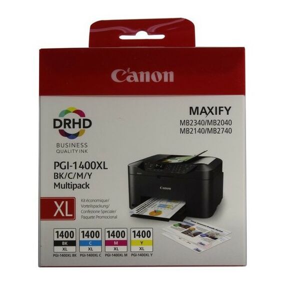 Для Canon (оригинал): Набор картриджей Canon PGI-1400XL BK/C/M/Y Multipack для MAXIFY MB2040/2140/2340/2740 фотографии