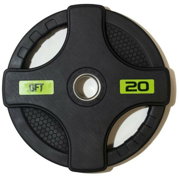 Диски d 50: Диск олимпийский Original FitTools FT-2HGP-20 обрезиненный черный с двумя хватами 20 кг фотографии