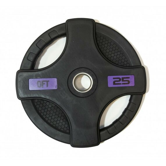 Диски d 50: Диск олимпийский обрезиненный Original FitTools FT-2HGP-25 25 кг, черный, с двумя хватами фотографии