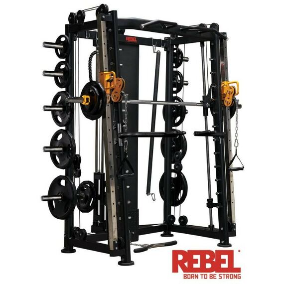 Свободные веса: Мультикомплекс на базе Машины Смита с кроссовером Rebel F3 Максимальная нагрузка 250 кг (на гриф), 150 кг (на турник), диски в комплект не входят [RPC03F] фотографии
