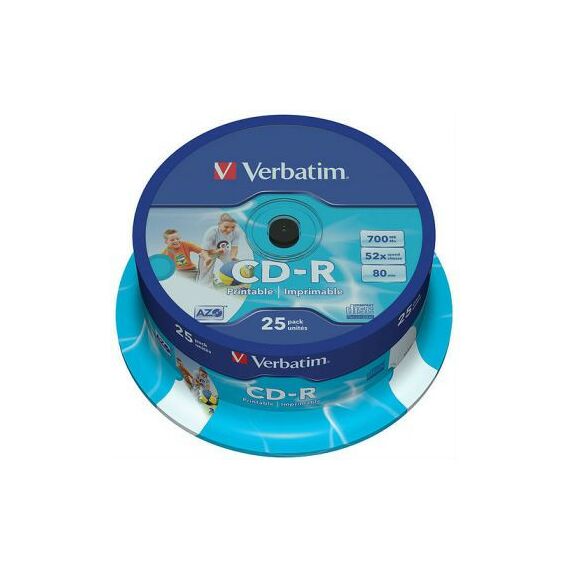 CD-R/RW диски: Диски CD-R Verbatim 700Mb 52x уп.25 шт., на шпинделе, printable [43439] фотографии