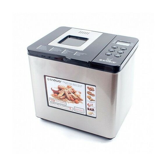 Хлебопечки: Хлебопечь Endever Skyline MB-54 вес выпечки до 750 г, регулировка веса выпечки, мощность 750 Вт, программ выпечки: 19, цвет черный/стальной фотографии