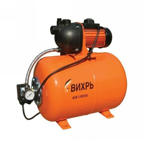 Насосы и насосные станции: Автоматическая станция водоснабжения Вихрь АСВ-1200/50 40 м, 70 л/мин, 5,5 А, 1200 Вт, 50 л фотографии