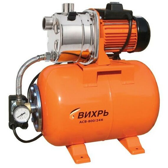 Насосы и насосные станции: Автоматическая станция водоснабжения Вихрь АСВ-800/24Н 40 м, 60 л/мин, 3.6 А, 800 Вт, 24 л фотографии