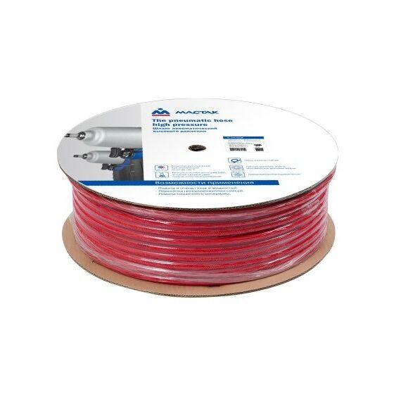 Принадлежности к компрессорам и электростанциям: Шланг пневматический высокого давления МАСТАК 684-10100 10х15 мм, бухта 100 м, поливинилхлоридный, гибкий фотографии