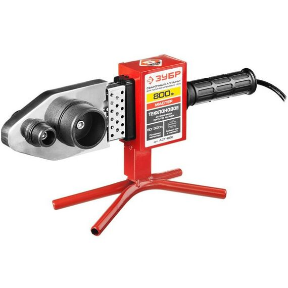Аппараты для сварки полипропиленовых труб: Сварочный аппарат (паяльник) для полипропиленовых труб Зубр Мастер АСТ-800 800 Вт, 50-300С, насадки 20, 25, 32, 40, 50, 63мм, мет. кейс, 220В фотографии