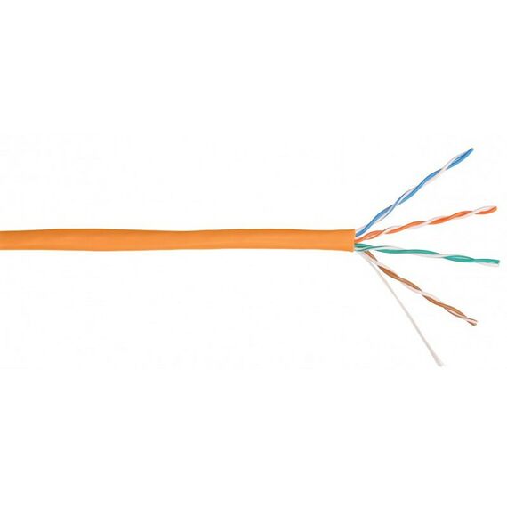 Кабель и разъемы: Кабель Nikolan NKL 2100C-OR U/UTP 4 пары, Кат.5e (Класс D), тест по ISO/IEC, 100МГц, одножильный, BC (чистая медь), 24AWG (0,49мм), внутренний, LSZH нг(А)-HFLTx, оранжевый, 305м фотографии