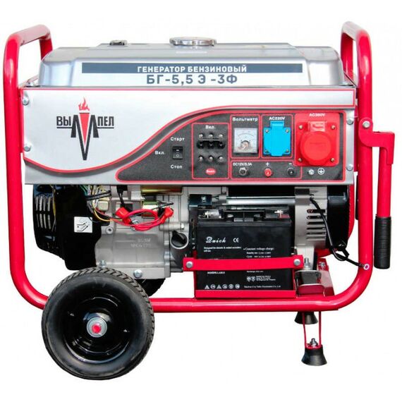 Электростанции: Электростанция бензиновая ВЫМПЕЛ БГ-5.5Э-3Ф 5.5кВт, расход 3.1л/час, бак 25л, 83кг фотографии