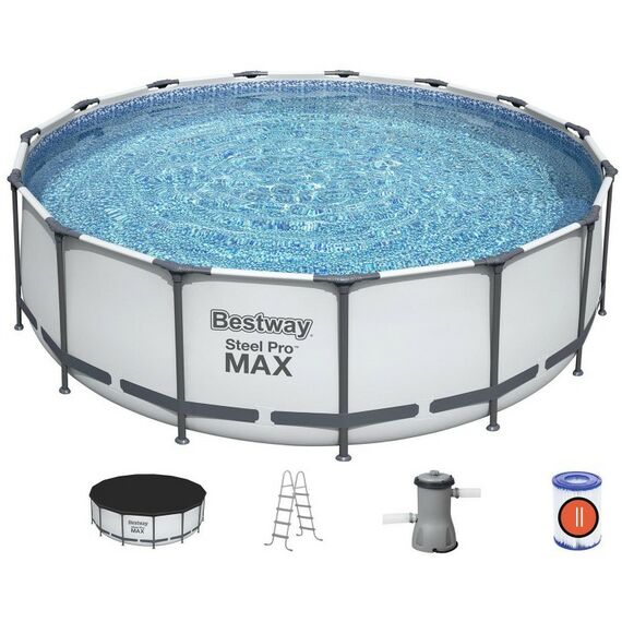 Бассейны: Бассейн каркасный BestWay Steel Pro Мах 457 х 122 см фильтр-насос, лестница, тент [56438] фотографии