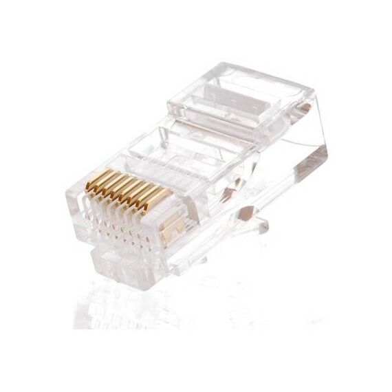 Кабель и разъемы: Разъемы Netlan EC-UP8P8C-5E-003-TR-1000 RJ45/8P8C, Кат.5e, с покрытием 3 мкд, универсальные, неэкранированные, уп-ка 1000 шт. фотографии