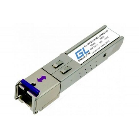 Медиаконвертеры и модули: Модуль Gigalink GL-OT-SG08SC1-1550-1310-D SFP, WDM, 155Mb/1,25Gb/s, одно волокно SM, SC, Tx:1550/Rx:1310 нм, DDM, 8 дБ (до 3 км) фотографии
