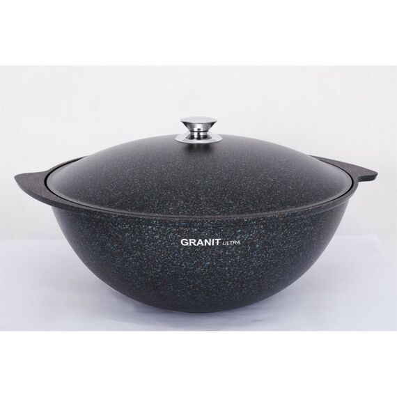 Сковороды, кастрюли, противни, дуршлаги: Казан для плова Кукмор Granit ultra blue 7,0л со стеклянной крышкой [кгг75а] фотографии