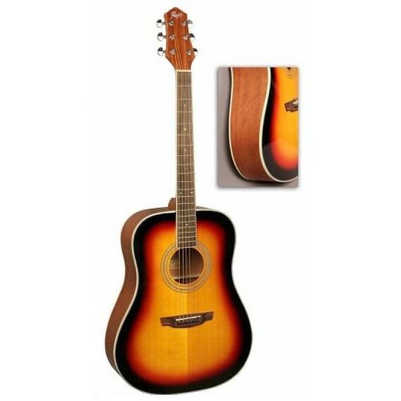 Акустические гитары: Акустическая гитара Flight AD-200 3TS Дредноут, цвет санберст, скос под правую руку фотографии