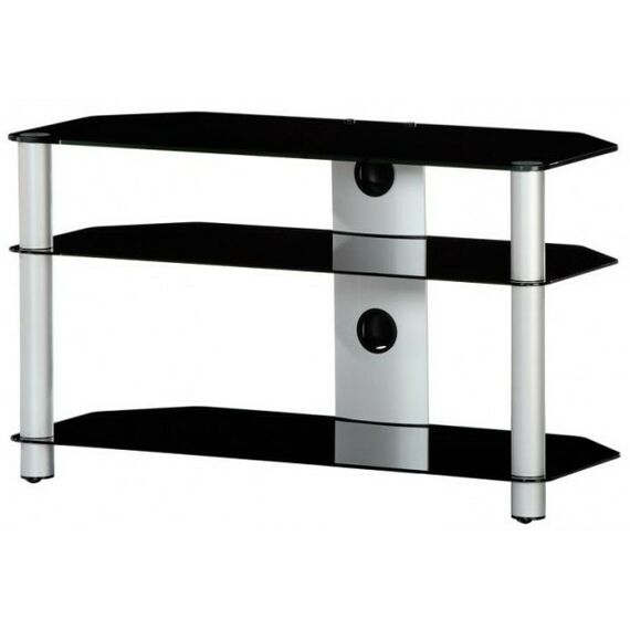 Тумбы и стойки для телевизоров: Тумба под телевизор Sonorous NEO 390 B SLV 3 полки, max нагрузка 50 кг, 530х900х400мм (ВхШхГ), черное стекло / серебристые ножки фотографии