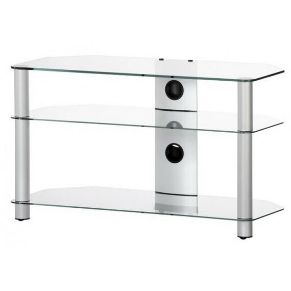 Тумбы и стойки для телевизоров: Тумба под телевизор Sonorous NEO 390 C SLV 3 полки, max нагрузка 50 кг, 530х900х400мм (ВхШхГ),  прозрачное стекло / серебристые ножки фотографии