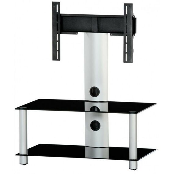 Тумбы и стойки для телевизоров: Стойка под телевизор Sonorous NEO 80 B SLV 2 полки, крепеж для ТВ, max нагрузка 30кг, поворот 35o, 1210х800х440мм (ВхШхГ), черное стекло / серебристые ножки фотографии