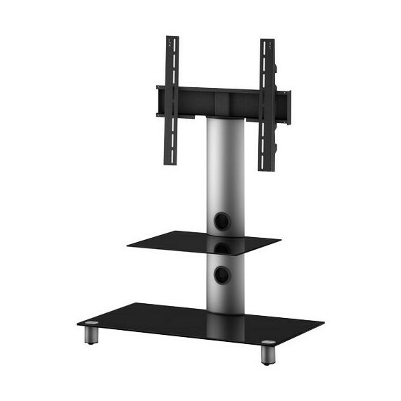 Тумбы и стойки для телевизоров: Стойка под телевизор Sonorous NEO 81 B SLV 2 полки, крепеж для ТВ, max нагрузка 30кг, поворот 35o, 1210х800х440мм (ВхШхГ), черное стекло / серебристые ножки (на фото) фотографии