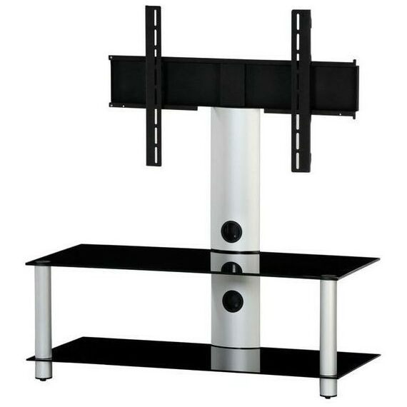 Тумбы и стойки для телевизоров: Стойка под телевизор Sonorous NEO 95 B SLV 2 полки, крепеж для ТВ, max нагрузка 40кг, поворот 35o, 1210х950х440мм (ВхШхГ), черное стекло / серебристые ножки (на фото) фотографии