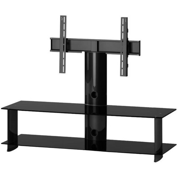 Тумбы и стойки для телевизоров: Стойка под телевизор Sonorous PL 2000 B-HBLK 2 полки, крепеж для ТВ, max нагрузка 60кг, поворот 35o, 1210х1400х440мм (ВхШхГ), черное стекло / черные ножки (на фото) фотографии