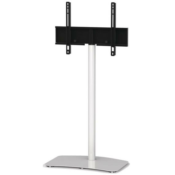 Тумбы и стойки для телевизоров: Стойка под телевизор Sonorous PL 2800 WHT-WHT 1 полка, крепеж для ТВ, max нагрузка 30кг, поворот 35o, 1380х650х450мм  (ВхШхГ),  белое стекло / белые ножки фотографии