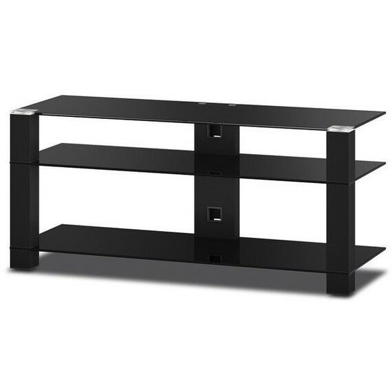 Тумбы и стойки для телевизоров: Тумба под телевизор Sonorous PL 3400 B HBLK 3 полки, max нагрузка 50 кг, 590х1200х440мм (ВхШхГ), черное стекло / черные ножки фотографии