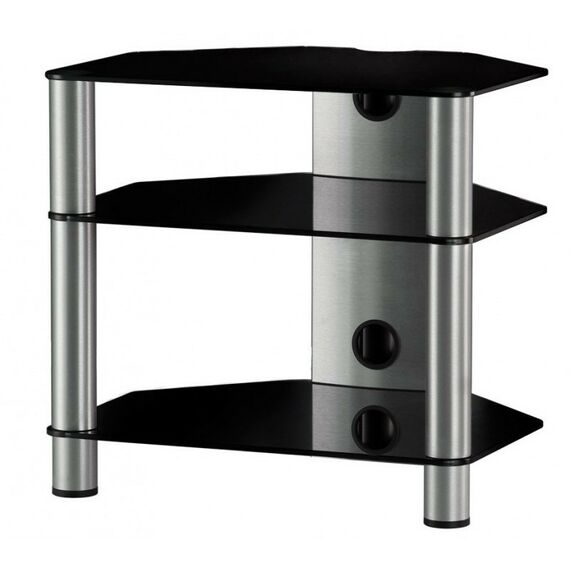 Тумбы и стойки для телевизоров: Стойка под телевизор Sonorous RX 2130-B-SLV 3 полки,  max нагрузка 40 кг на каждую полку,  530х600х500мм (ВхШхГ), черное стекло / серебристые ножки фотографии
