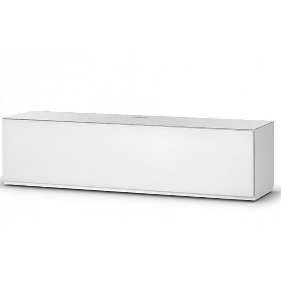 Тумбы и стойки для телевизоров: Стойка под телевизор Sonorous ST 160F WHT WHT BS нагрузка 50кг, крепеж для ТВ, угол поворота 35o, 440х1650х450мммм,  белое стекло / белые ящик фотографии