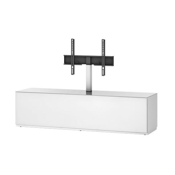 Тумбы и стойки для телевизоров: Стойка под телевизор Sonorous ST 161F WHT WHT BS нагрузка 40кг, крепеж для ТВ, угол поворота 35o, 870х1650х450мм,  белое стекло /  ножка стального цвета/ белые ящик фотографии