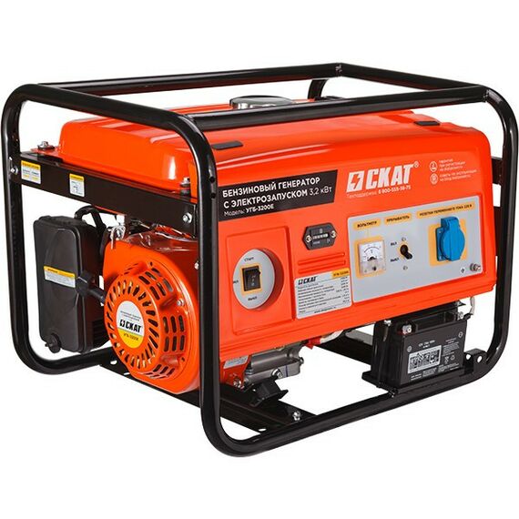 Электростанции: Установка генераторная бензиновая SKAT УГБ-3200Е 3.2/3.5 кВт, электростартер + ручной, бак 15 л, 10 ч фотографии
