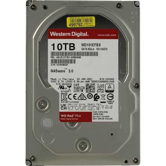 Жесткие диски: Жёсткий диск Western Digital 10 Tb Red Plus SATA 6Gb/s 3.5" 7200rpm 256Mb [WD101EFBX] фотографии