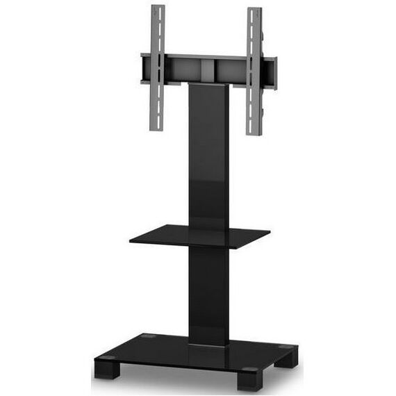 Тумбы и стойки для телевизоров: Стойка под телевизор Sonorous PL 2515-B-HBLK 2 полки, крепеж для ТВ, max нагрузка 50кг, поворот 35o, 1440х650х500мм  (ВхШхГ),  черное стекло / черные ножки фотографии