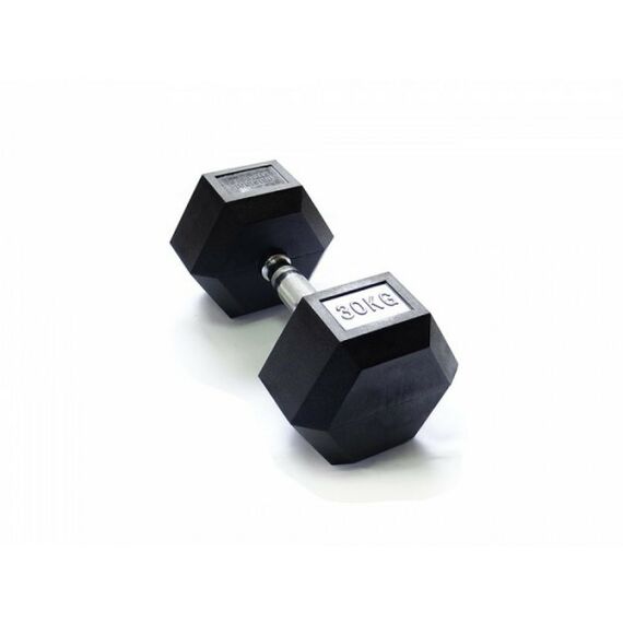 Гантели: Гантель гексагональная Original FitTools FT-HEX-30 обрезиненная, хромированная ручка, 30 кг фотографии