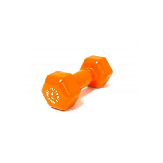 Гантели для фитнеса: Гантель Original FitTools FT-VWB-4 в виниловой оболочке 4 кг (Цвет - оранжевый) фотографии