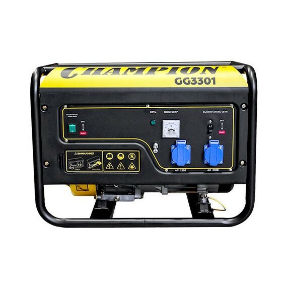 Электростанции: Электростанция бензиновая Champion GG 3301С 2.8/3.1кВт, расход 1.5л/час, бак 15л, 46кг фотографии