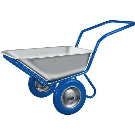 Тачки строительные: Тачка строительная двухколесная Зубр ПТ-500 с П-образной ручкой, 260 кг фотографии