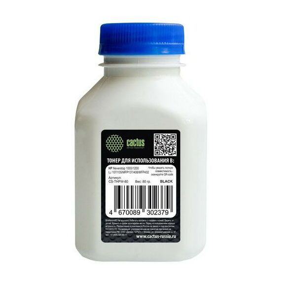 Для HP (совместимые): Тонер Cactus CS-THPW-40 черный флакон 40гр. для принтера HP LJ 107/135/MFP137/408/MFP432 фотографии
