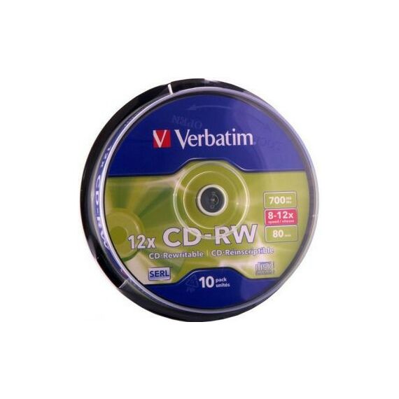 CD-R/RW диски: Диски CD-RW Verbatim 700Mb 12x уп.10 шт., на шпинделе [43480] фотографии