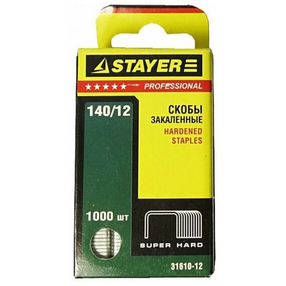 Скобы для степлера: Скобы для степлера широкие STAYER 31610-12 12 мм  тип 140, 1000 шт фотографии