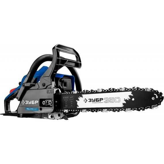 Бензопилы: Пила цепная бензиновая Зубр Профессионал ПБЦ-370 35П хромир. цилиндр, праймер, 37 см3 (1.2 кВт), шина 35 см, 10800 об/мин фотографии