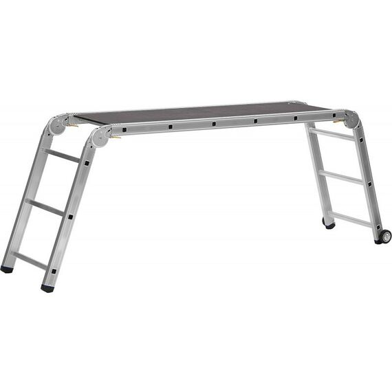 Стремянки и лестницы: Профессиональные рабочие подмости СИБИН ПРП-36 алюминиевые, 3х6х3 ступени, складные с колесами и съемной площадкой [38845] фотографии