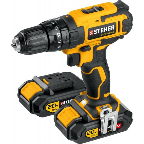 Дрели и шуруповерты: Дрель-шуруповерт STEHER CDS-200-2 20В, 2 АКБ (2Ач), в кейсе, ударная [CDS-200-2] фотографии