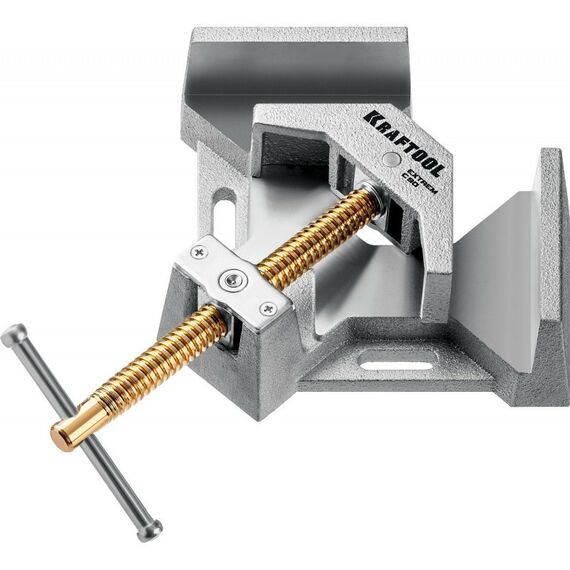 Тиски, струбцины, наковальни, верстаки: Экстрамощная стальная угловая струбцина для сварочных работ KRAFTOOL EXTREM C90 Две опорные поверхности по 88 мм, глубина зажима 90 мм [32201] фотографии