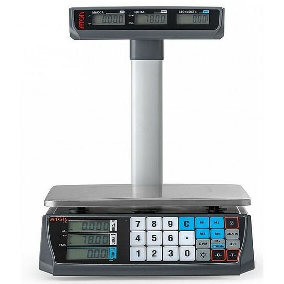 Весовое оборудование: Весы торговые АТОЛ MARTA со стойкой, СОМ порт, кабель USB-RS, кабель RS-232, лицензия FDU, с поверкой [45036] фотографии